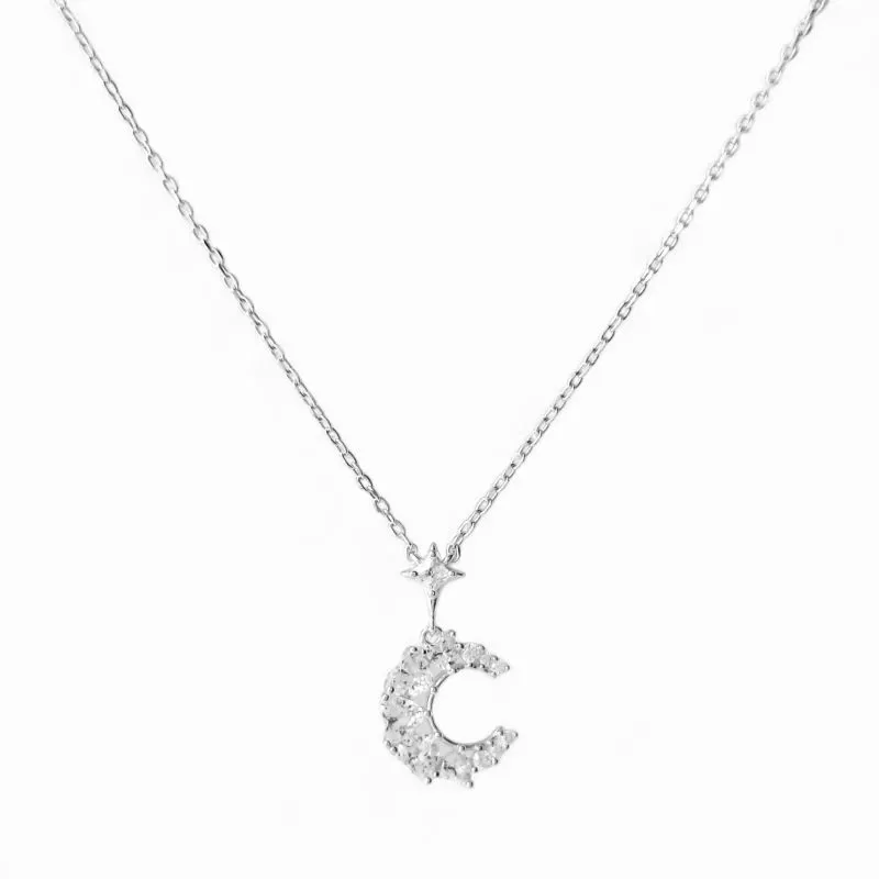 Colar Lua e Estrela Prata 925 com Zircônias