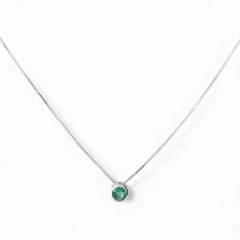 Colar Ponto de Luz Prata 925 com Zircônia Verde