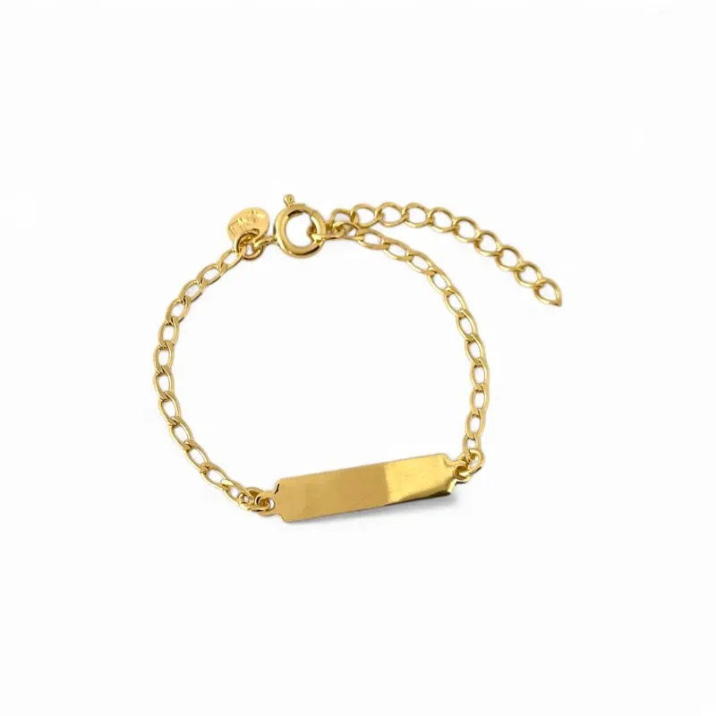 Pulseira Infantil Chapa Banhada a Ouro 18k para Gravação - 12cm