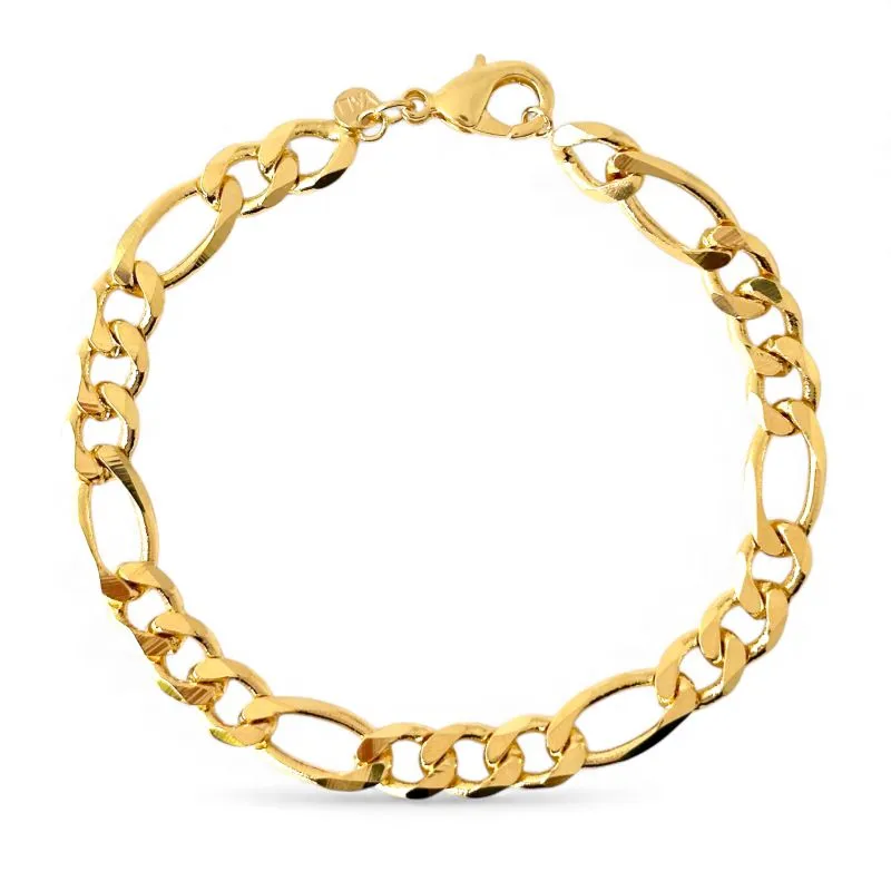 Pulseira Masculina Elo 3 em 1 Banhada a Ouro 18k - 21cm