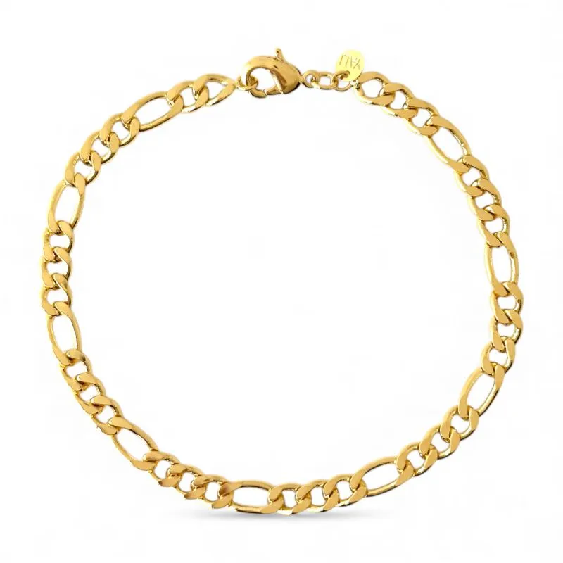 Pulseira Masculina Elo 3 em 1 Banhada a Ouro 18k - 21cm