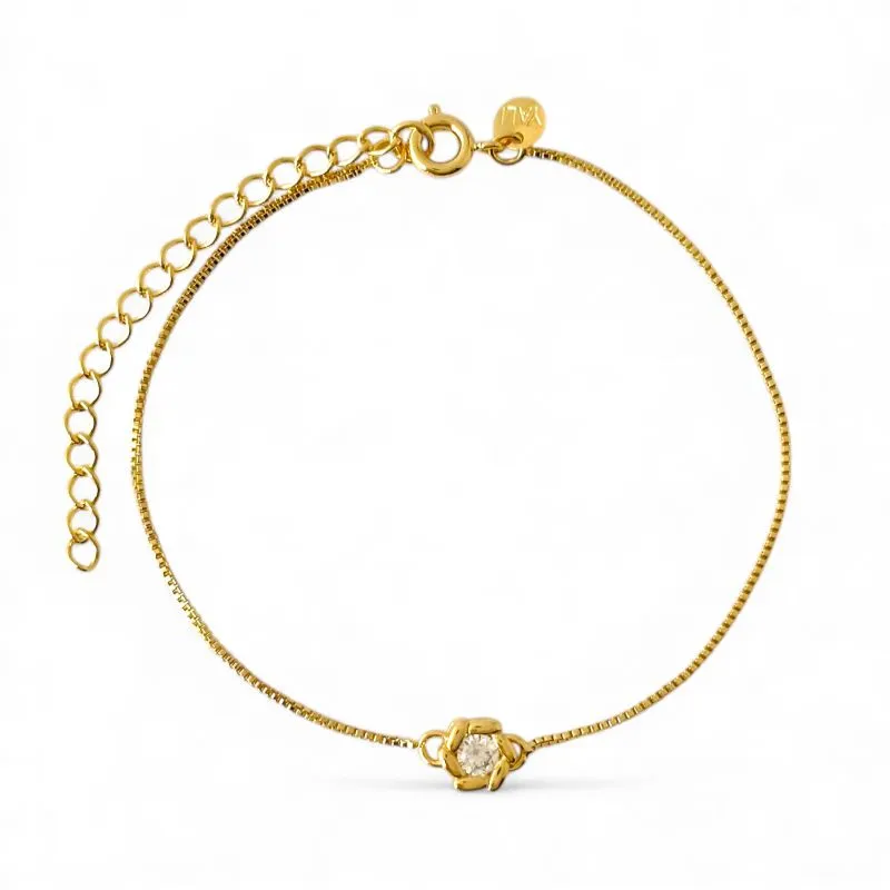 Pulseira Veneziana Flor Banhada a Ouro 18k com Zircônia