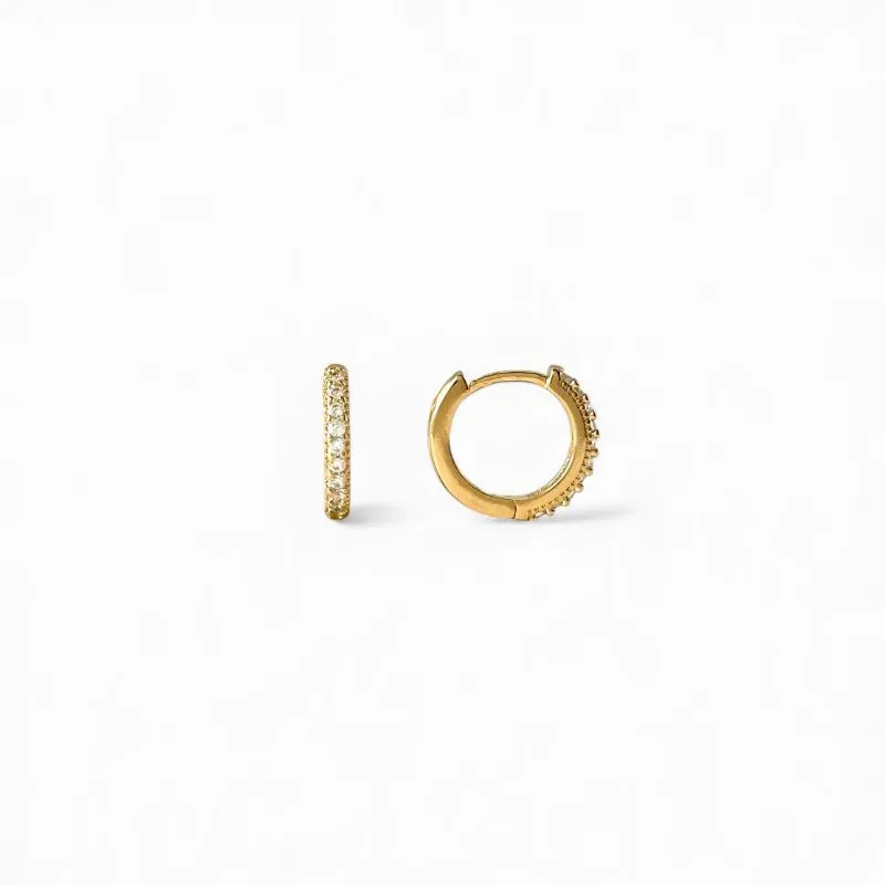 Brinco Argola Banhado a Ouro 18k com 1 Linha de Zircônias - 1,0cm