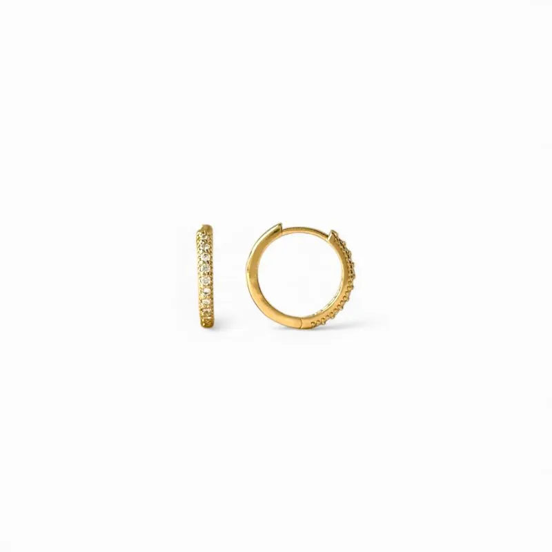 Brinco Argola Banhado a Ouro 18k com 1 Linha de Zircônias - 1,5cm