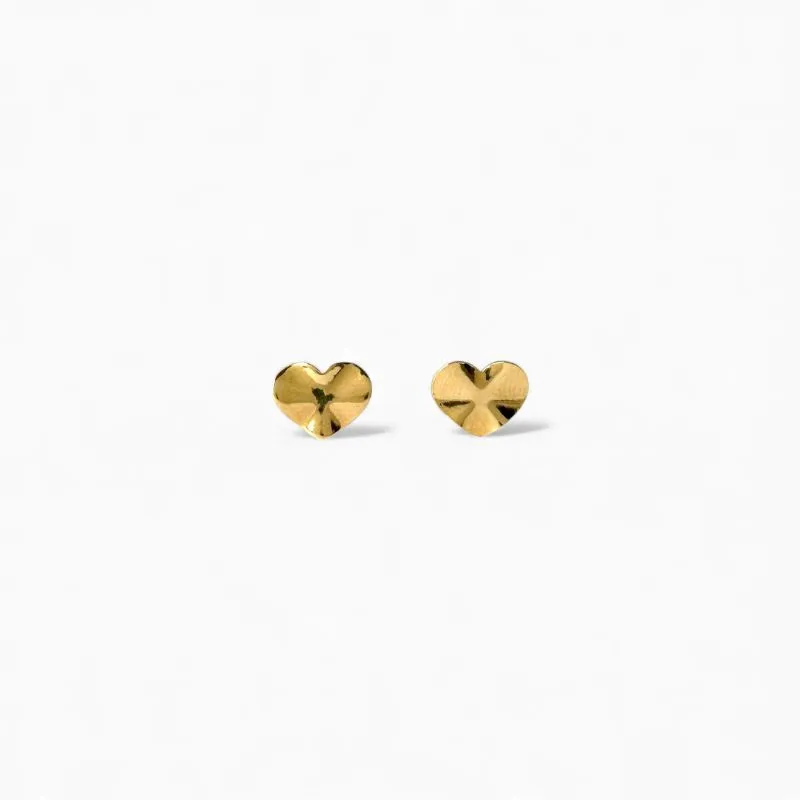 Brinco Coração Orgânico Martelado Banhado a Ouro 18k