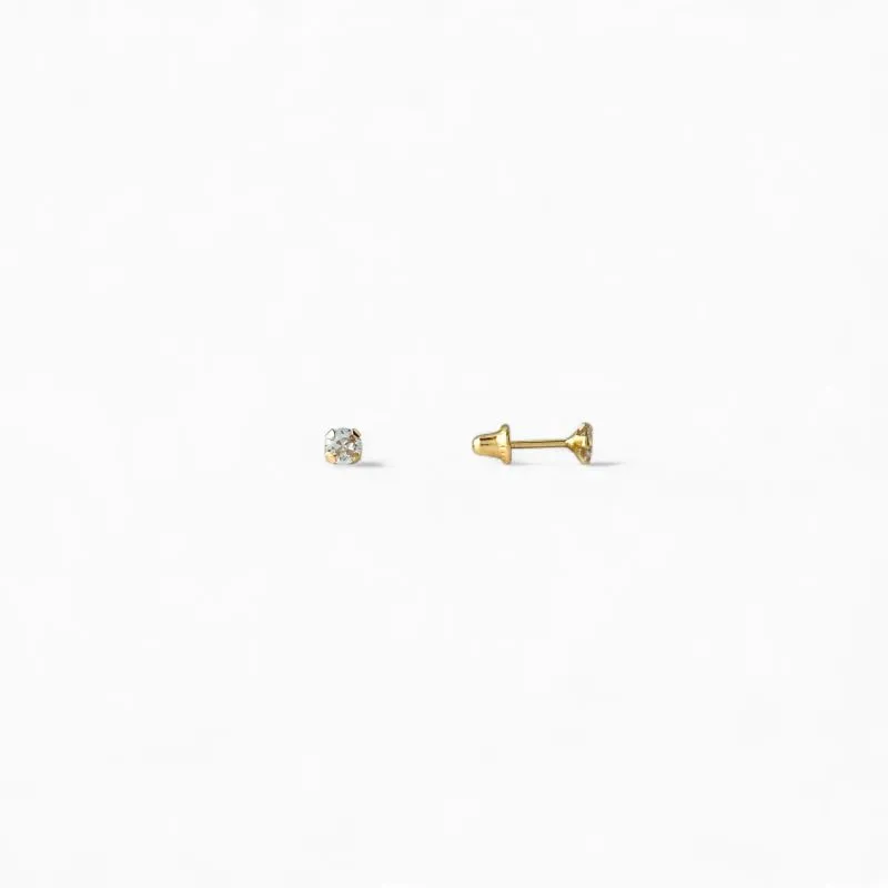 Brinco Infantil Ponto de Luz Ouro 18k com Tarraxa Baby - 3mm