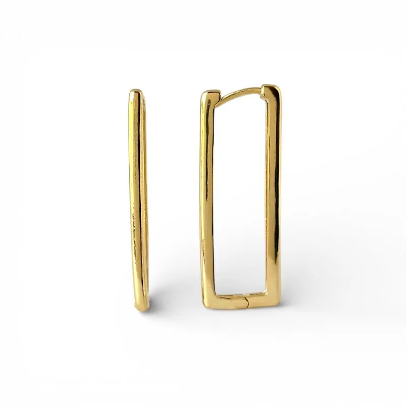 Brinco Argola Retangular Maximalista Banhado a Ouro 18k - 4,0cm