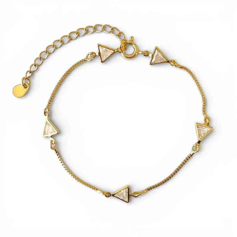 Pulseira com Triângulos de Zircônia Banhado a Ouro 18k