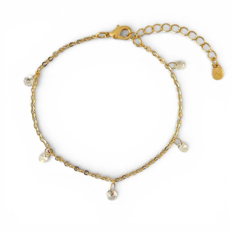 Pulseira Zircônias Penduradas Banhada a Ouro 18k