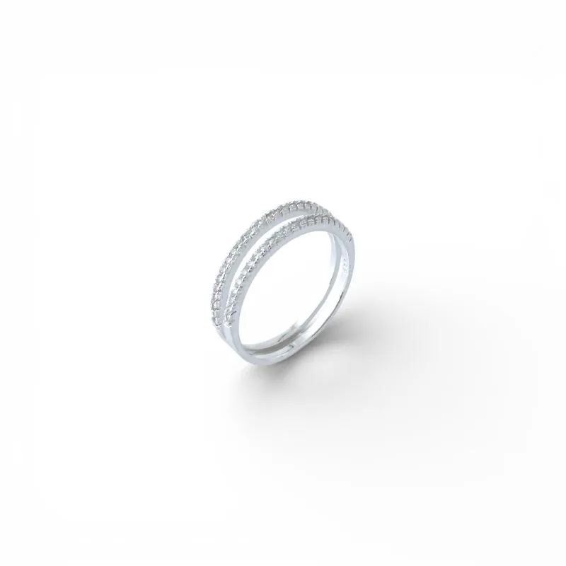 Anel Aparador Prata 925 com Zircônias - Par