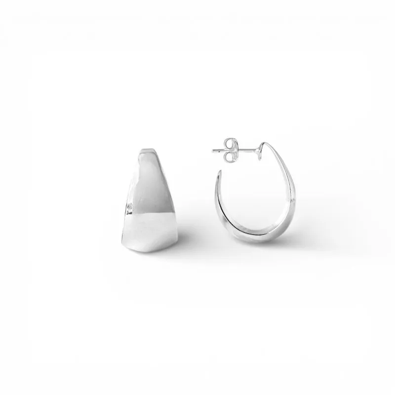 Brinco Argola Aberta Oval Larga e Lisa Folheado a Prata - 2,0cm