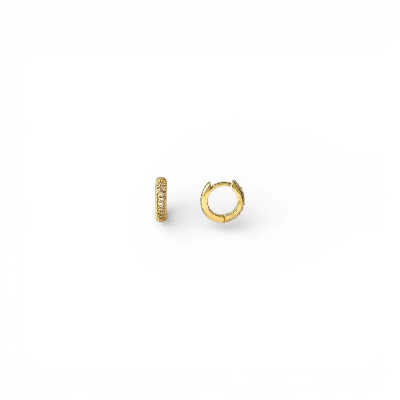 Brinco Argola Banhado a Ouro 18k com 1 Linhas de Zircônias - 0,6cm