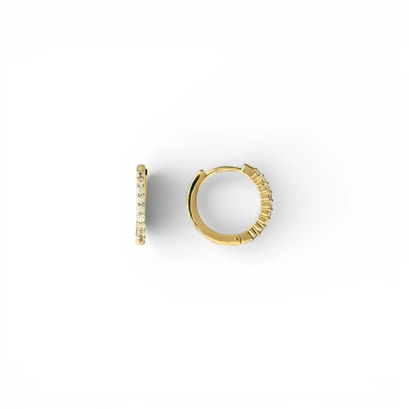 Brinco Argola Click Banhado a Ouro 18k com 1 Linha de Zircônias - 1,5cm