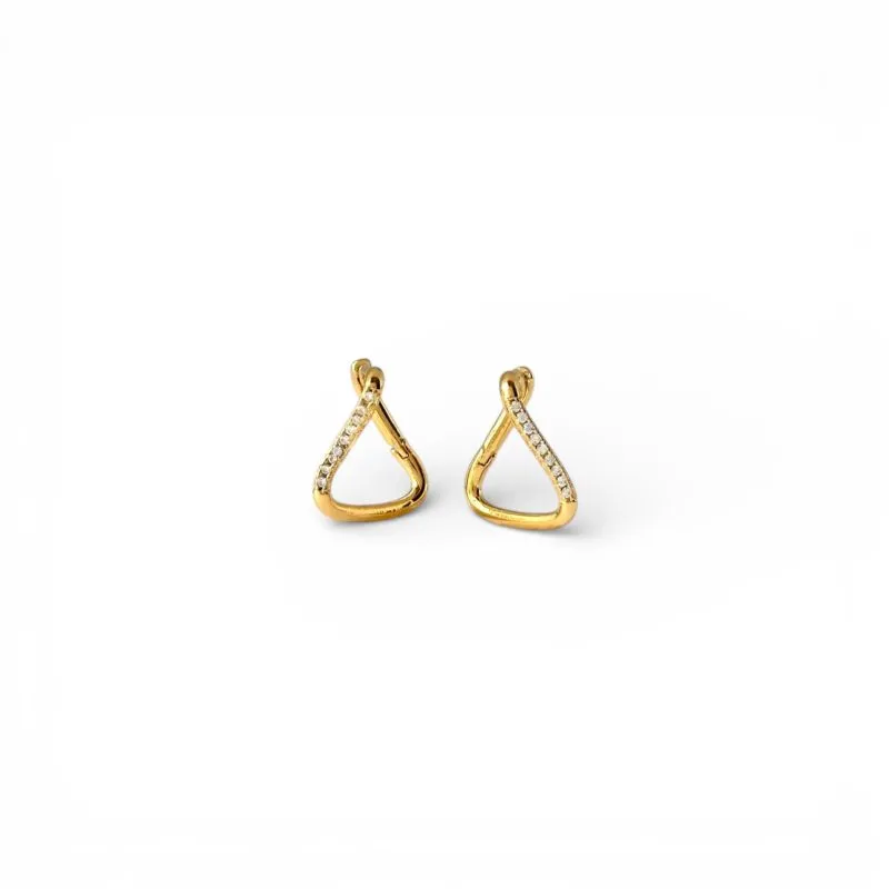 Brinco Argola Click Torcida Banhado a Ouro 18k com Zircônias