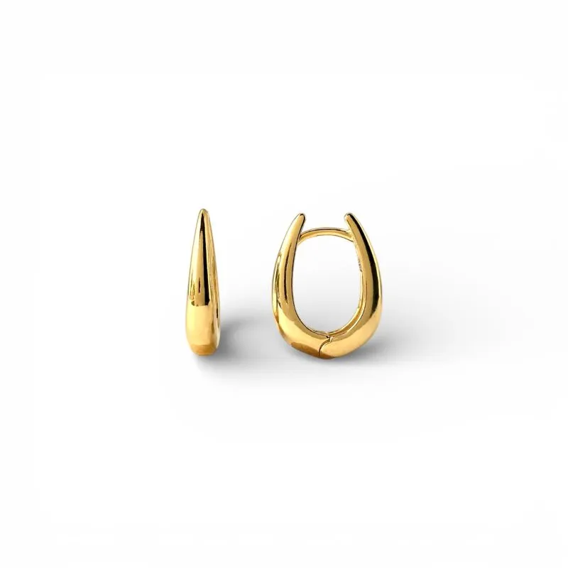 Brinco Argola Oval Lisa Click Banhado a Ouro 18k - 1,4cm