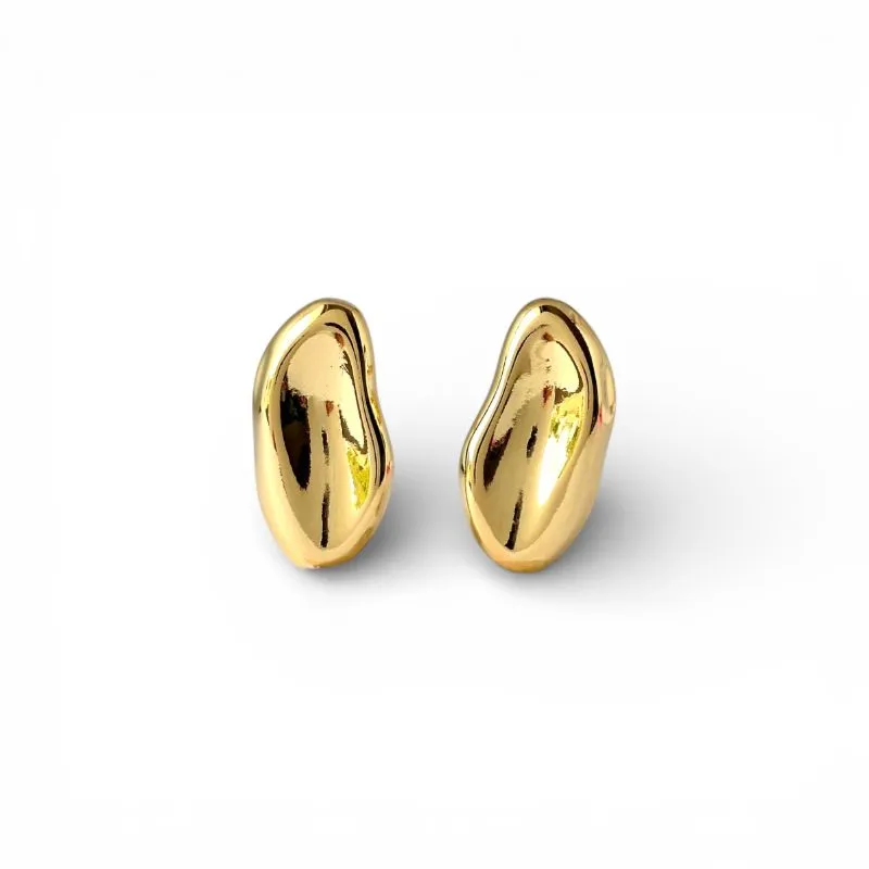 Brinco Orgânico Assimétrico Banhado a Ouro 18k