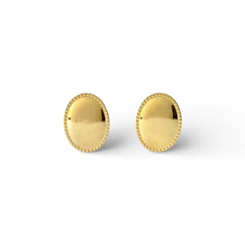 Brinco Oval Banhado a Ouro 18k com Detalhe Pontilhado - 1,9cm