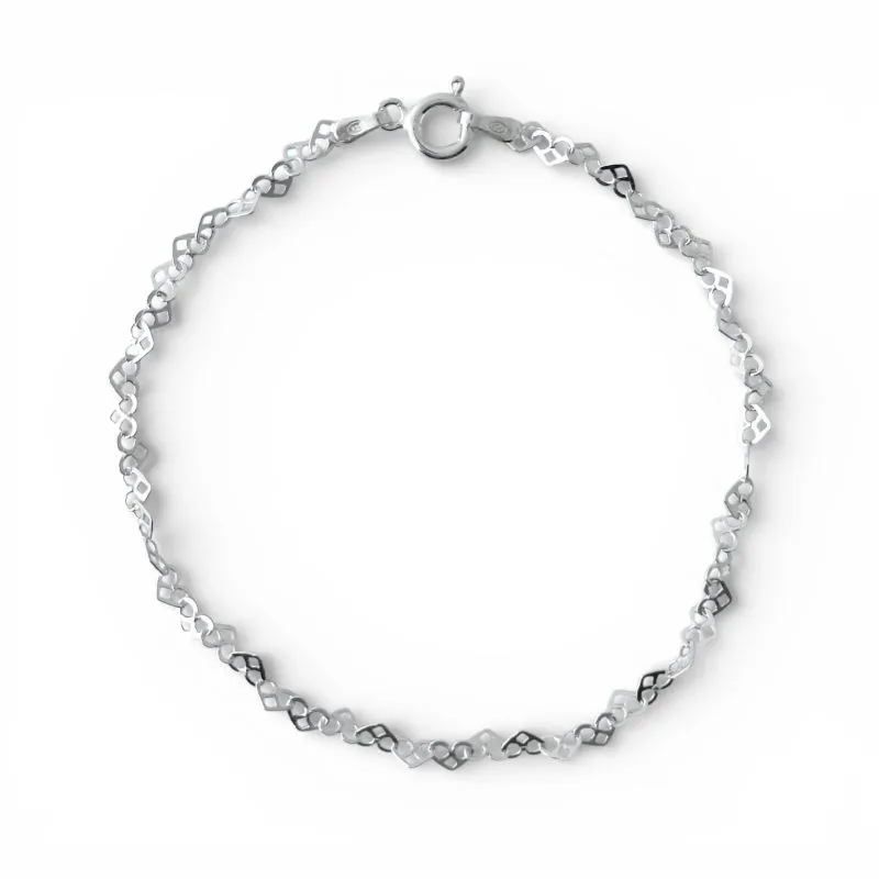 Pulseira Elo Coração Prata 925