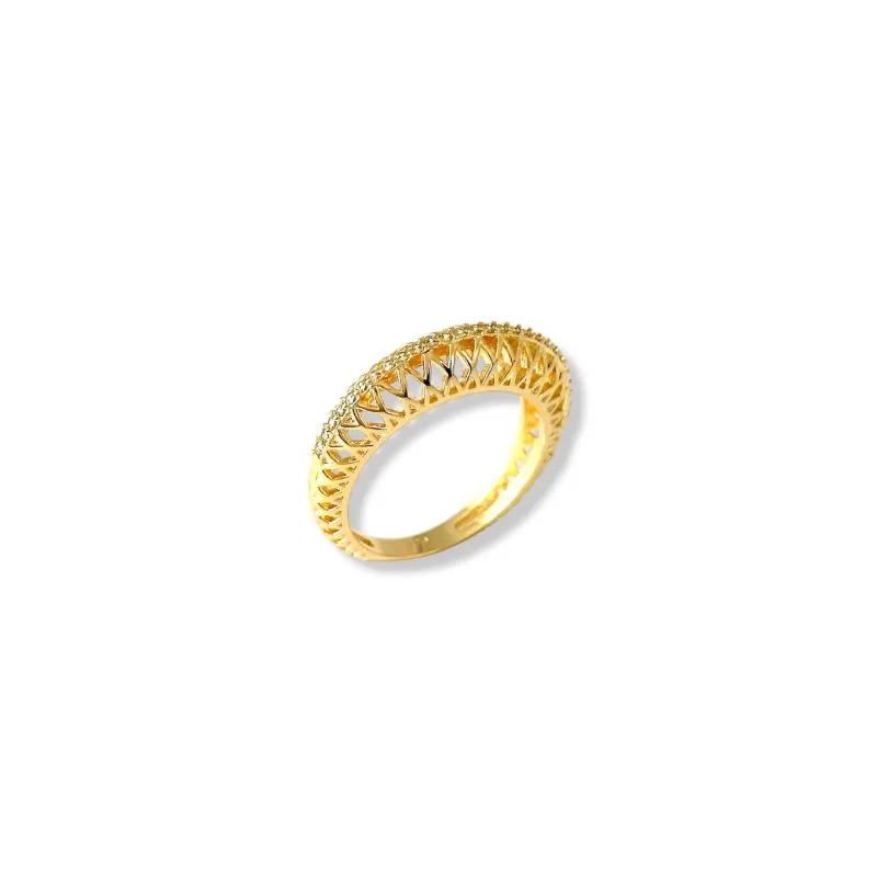 Anel Trama com Linhas Banhado a Ouro 18k e 1 Linha de Zircônias Tam20