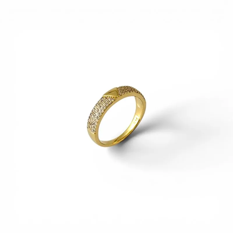 Anel Triângulo Banhado a Ouro 18k com Zircônias Inspiração Vivara Tam22