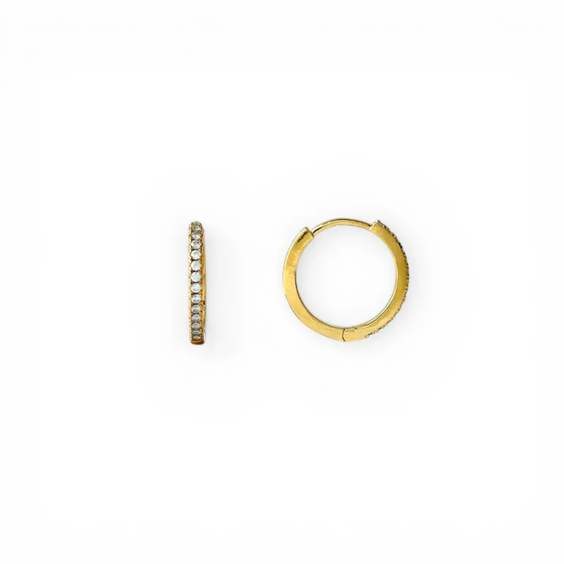 Brinco Argola Banhado a Ouro 18k com 1 Linha de Zircônias - 1,8cm