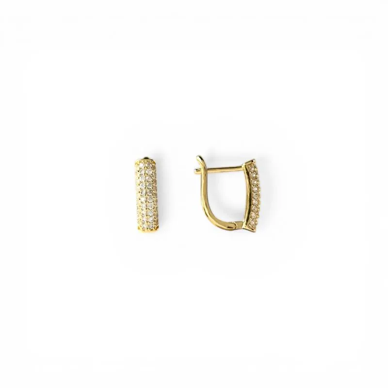 Brinco Argola Click Banhado a Ouro 18k com 4 Linhas de Zircônias