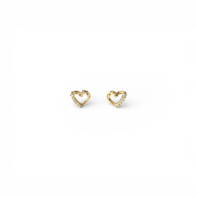 Brinco Coração Banhado Ouro 18k com Zircônias