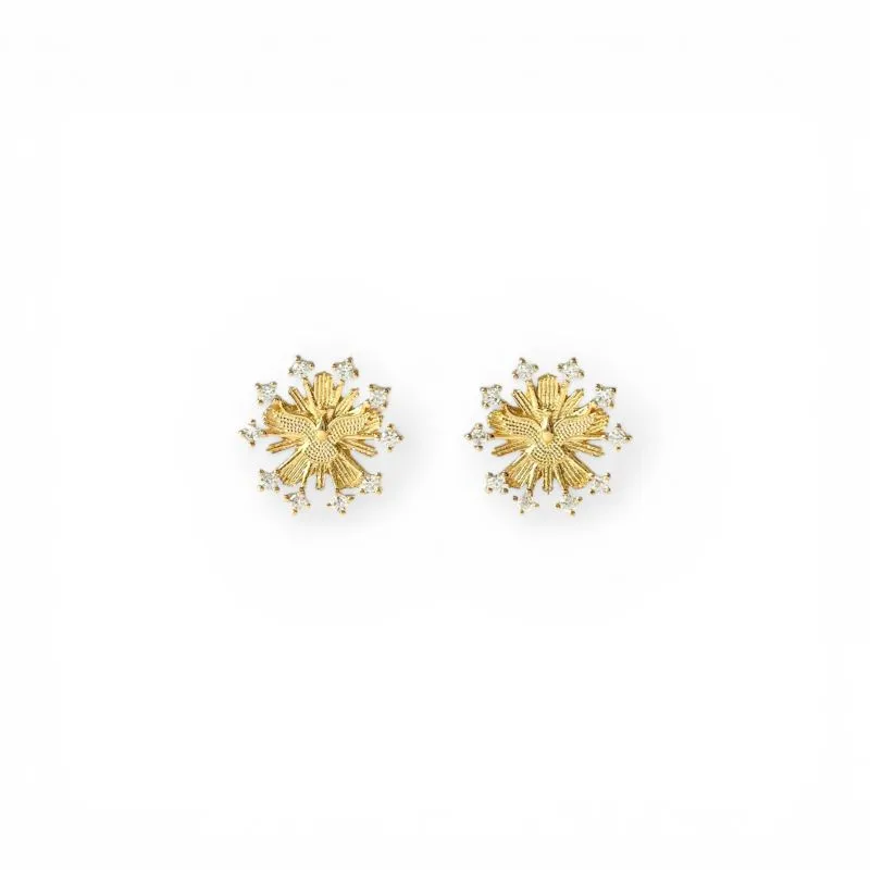 Brinco Espirito Santo Banhado a Ouro 18k com Zircônias