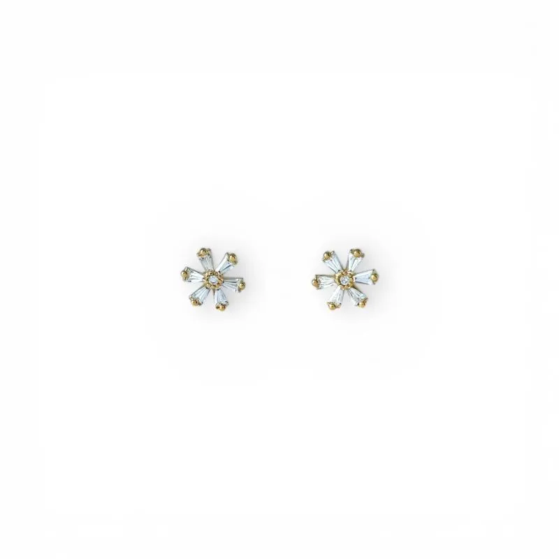 Brinco Flor Banhado a Ouro 18k com Zircônias
