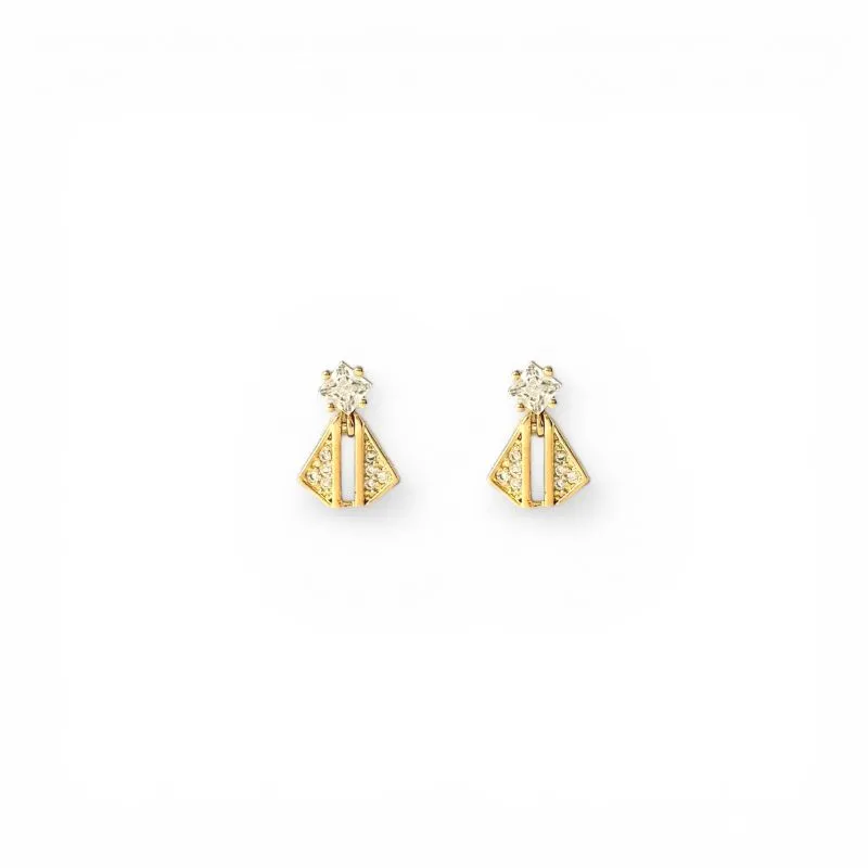 Brinco Nossa Senhora Banhado a ouro 18k com Zircônias