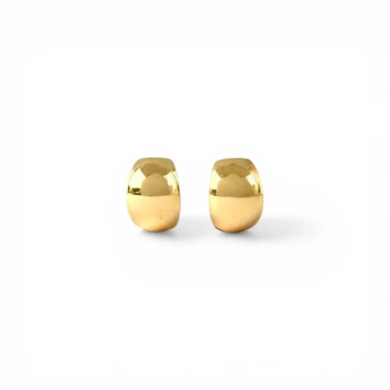 Brinco Orgânico Design Abaulado Quadrado Banhado a Ouro 18k