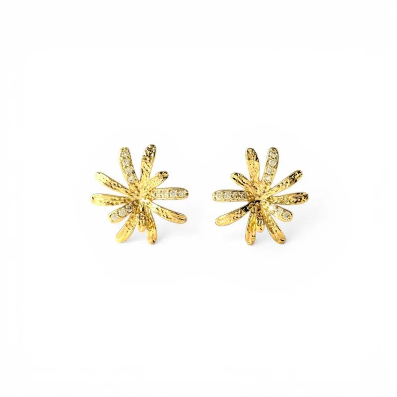 Brinco Orgânico Flor com Zircônias