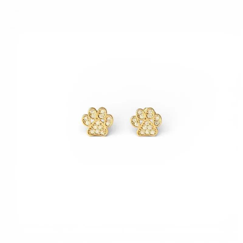 Brinco Pata Cachorro Banhado a Ouro 18k com Zircônias