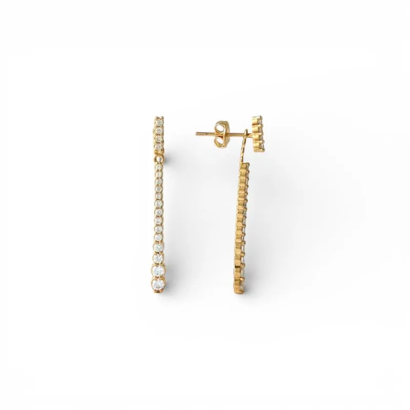 Brinco Riviera Festa 2 em 1 Banhado a Ouro 18k com Zircônias