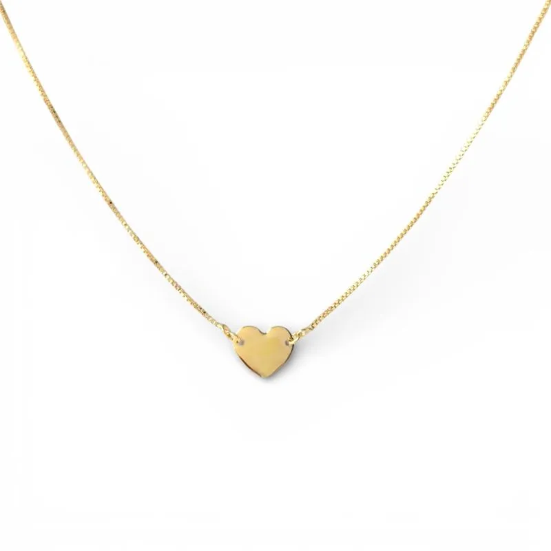 Colar com 1 Coração Liso Banhado a Ouro 18k