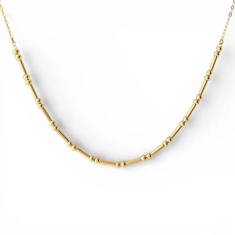 Colar com Bolinhas e Tubinhos Banhado a Ouro 18k - 42cm