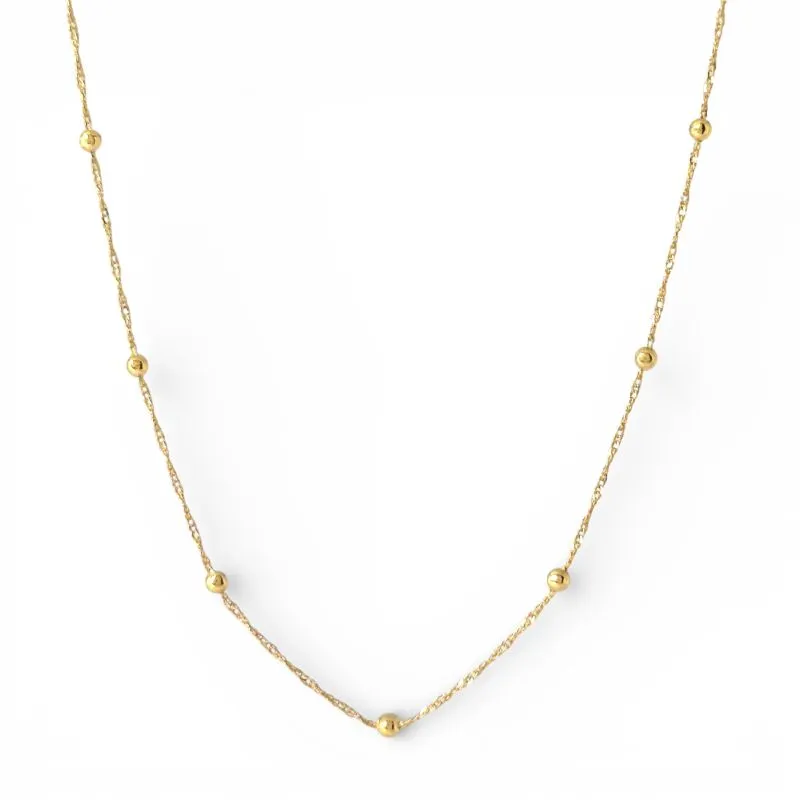 Colar Singapura com Bolinhas Banhado a Ouro 18k - 43cm