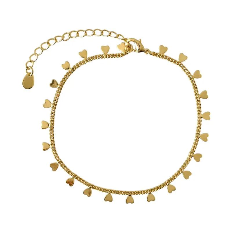 Pulseira de Corações Lisos Banhado a Ouro 18k