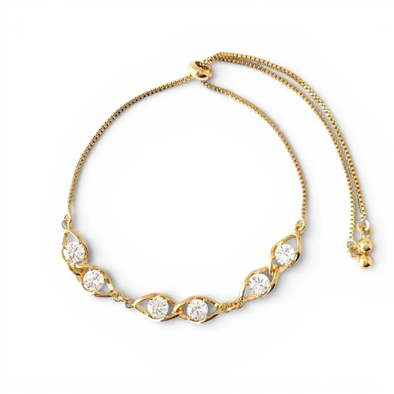 Pulseira Gravatinha com Gotas Banhada a Ouro 18k Zircônias