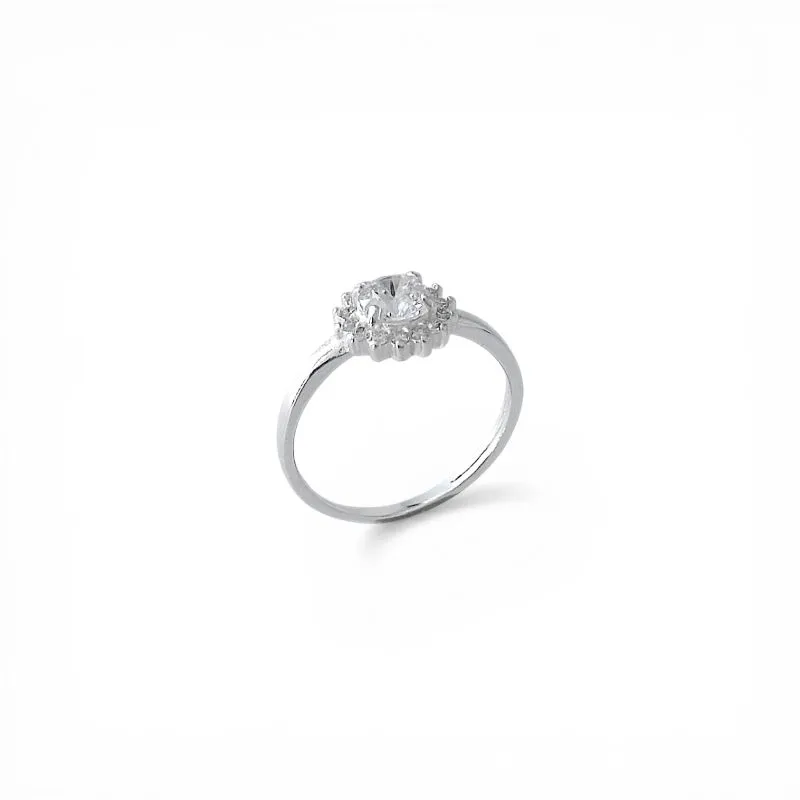 Anel de Flor Prata 925 com Zircônia
