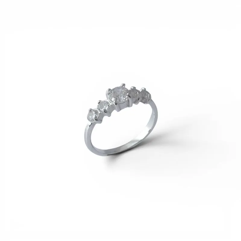 Anel Estilo Meia Aliança em Prata 925 com Zircônia