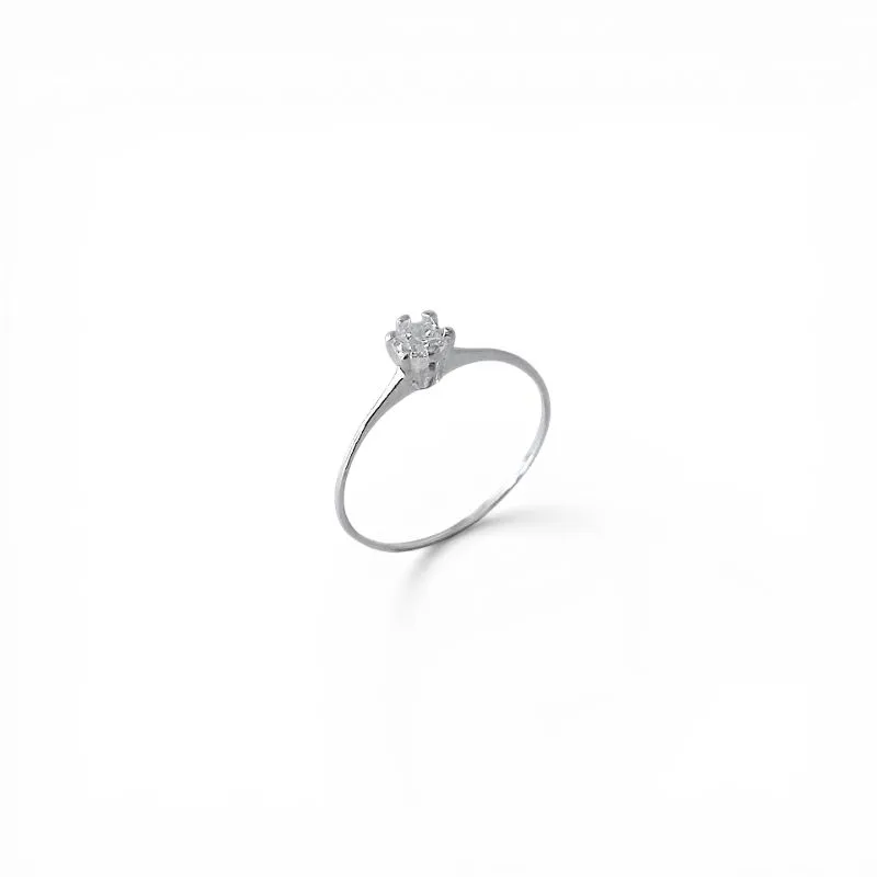 Anel Solitário Prata 925 com Zircônia Tam21
