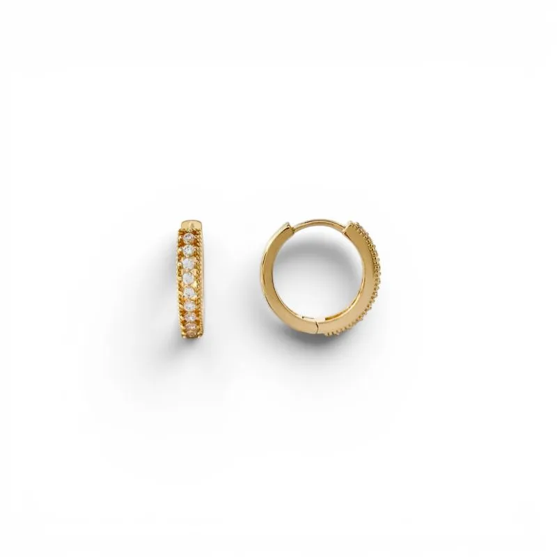 Brinco Argola Click Banhado a Ouro 18k com 1 Linha de Zircônias - 1,6cm