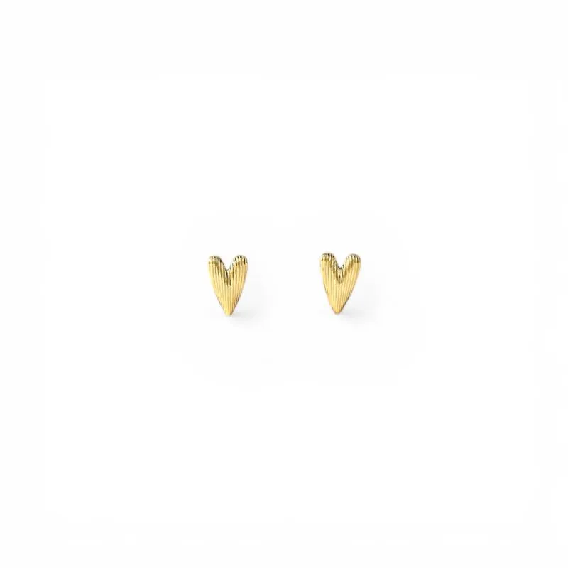 Brinco Coração Texturizado Linhas Banhado a Ouro 18k