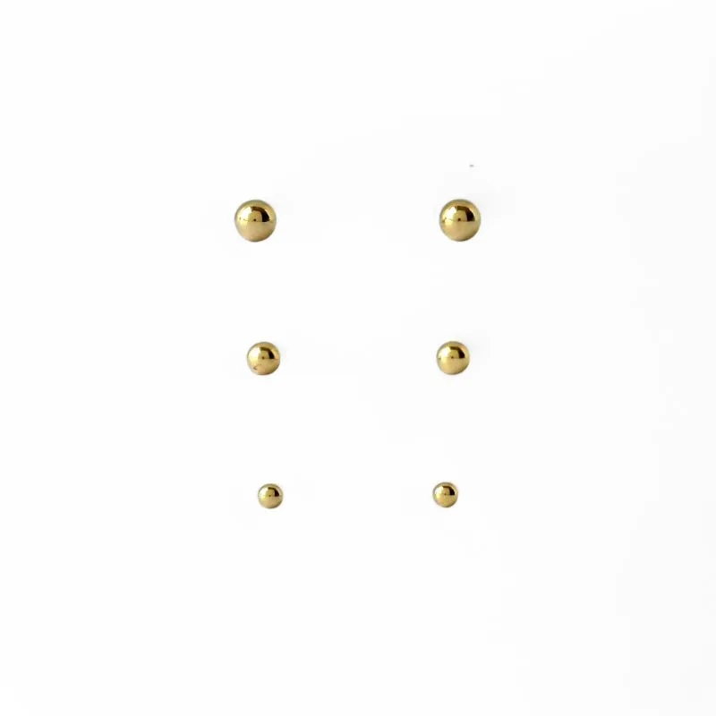 Brinco Trio Bola Lisa Banhado a Ouro 18K