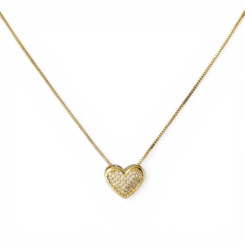 Colar Coração Banhado a Ouro 18k com Zircônias