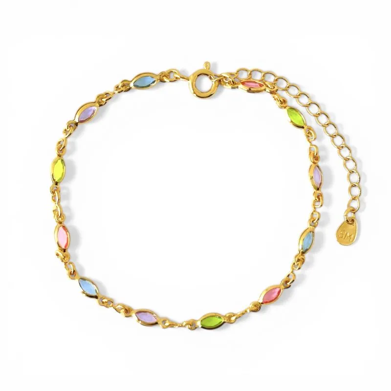 Pulseira Colorida Banhada a Ouro 18k com Zircônias