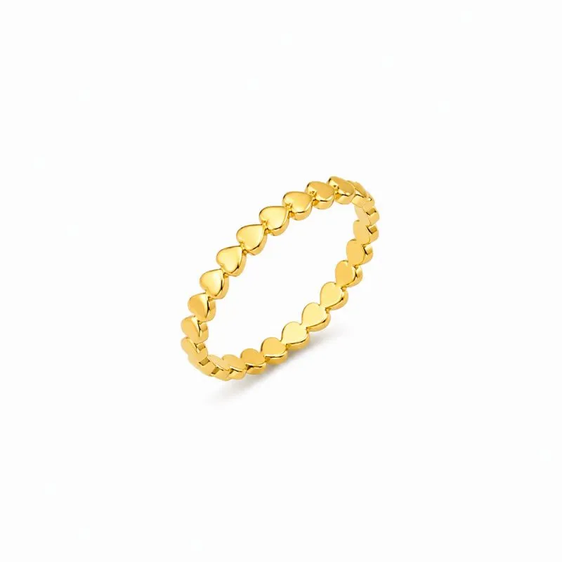 Anel Corações Banhado a Ouro 18k Liso