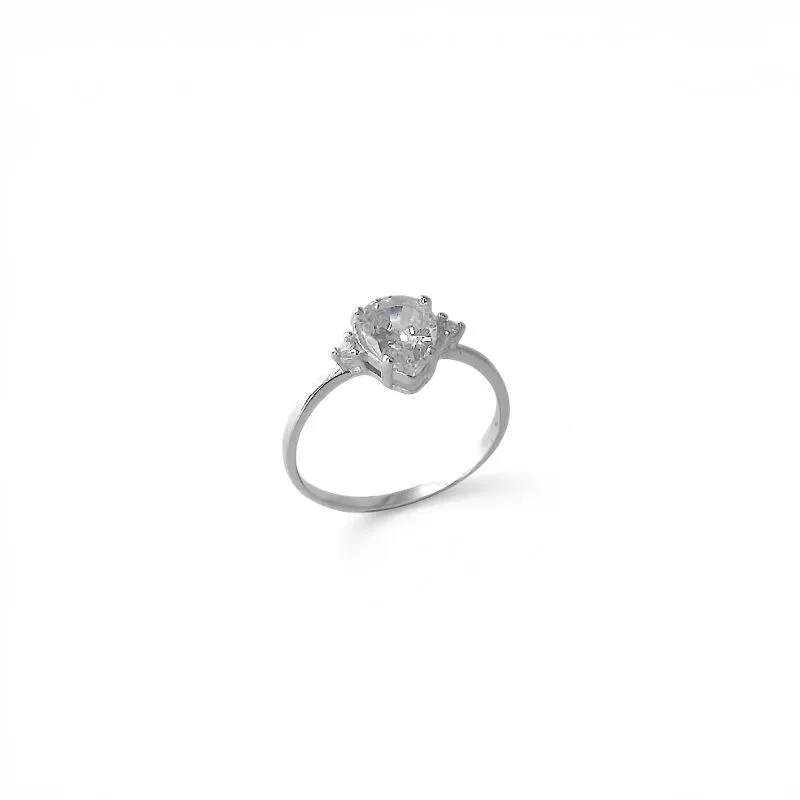 Anel de Gota em Prata 925 com Zircônia