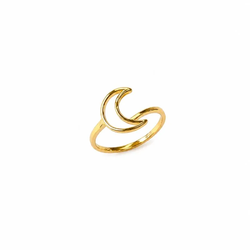 Anel Lua Banhado Ouro 18k